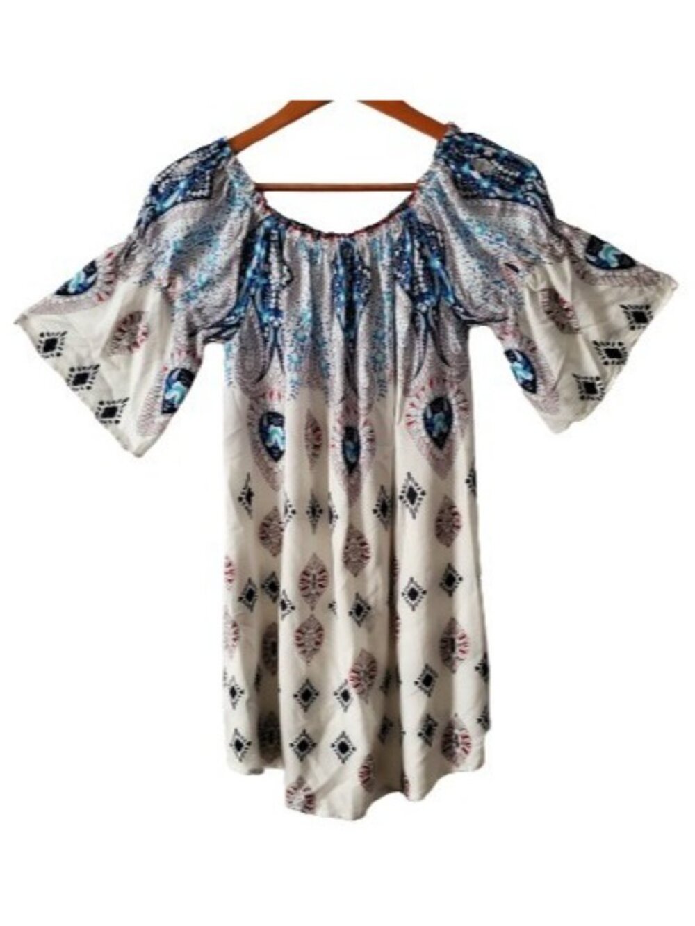 UMGEE Women's Floral Bell Sleeves Off-Shoulder Tunic Mini Dress Size Small‎ - Picture 2 of 14